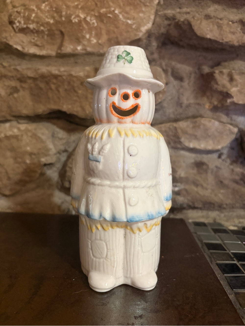 Vintage Balleek Ireland Scarecrow Votive Candle Holder Parian China 7.50”